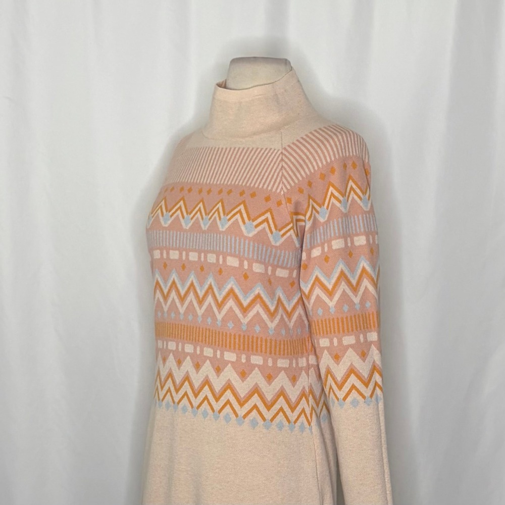 TITLE NINE Barra Tunic Sweater Fair Isle Elderflower Fairisle Mock Neck Medium - Picture 8 of 15